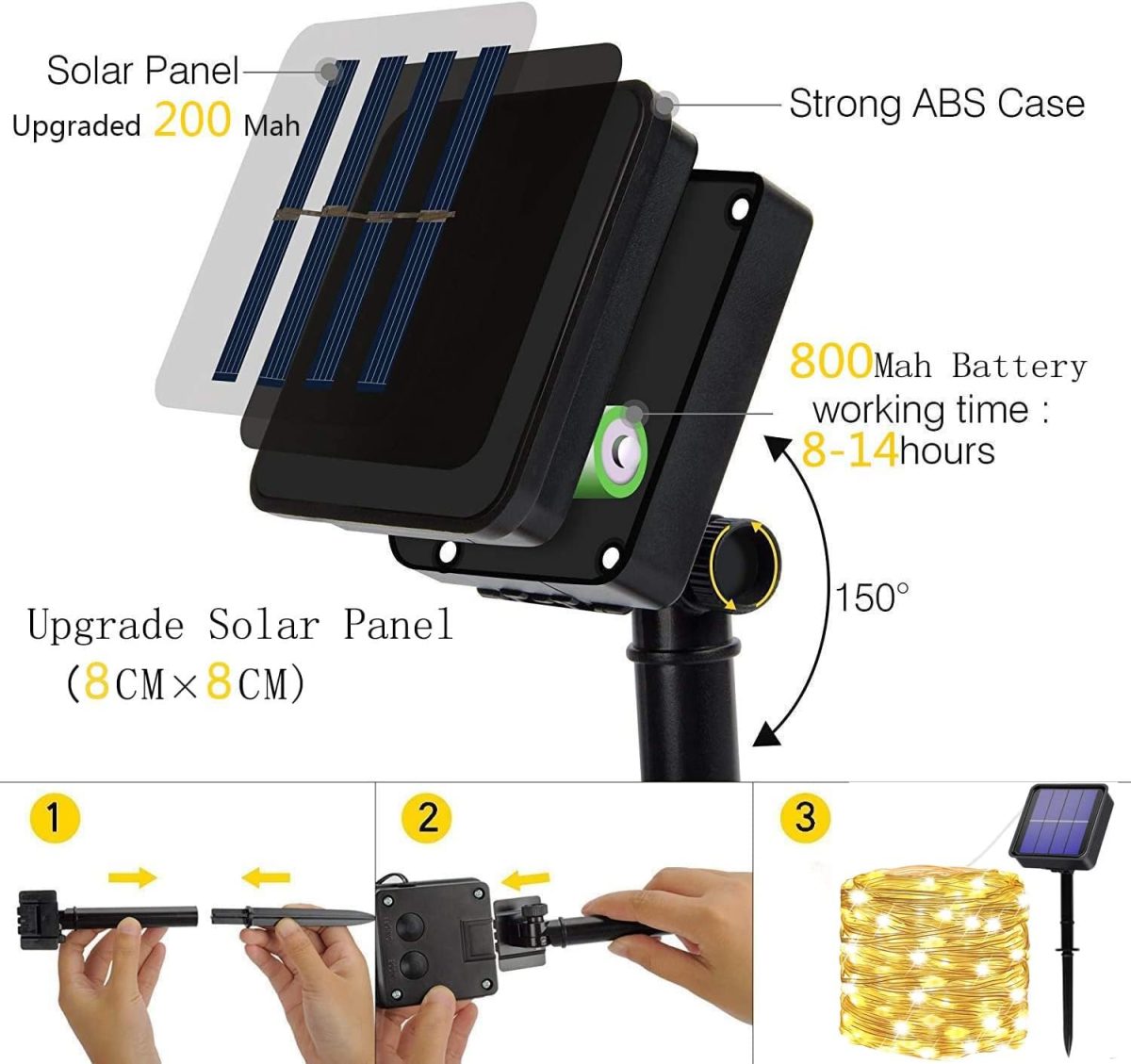 چراغ‌های خورشیدی مدل OWWASD Outdoor Solar Fairy Lights