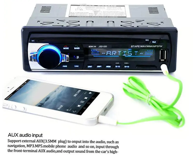 پخش خودرو بلوتوثی JSD-520 BT با پورت USB/SD