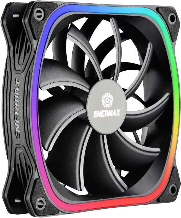 فن کیس 120 میلی‌متری Enermax Squa RGB PWM، RGB قابل آدرس‌دهی از طریق مادربرد، بسته تکی- مشکی