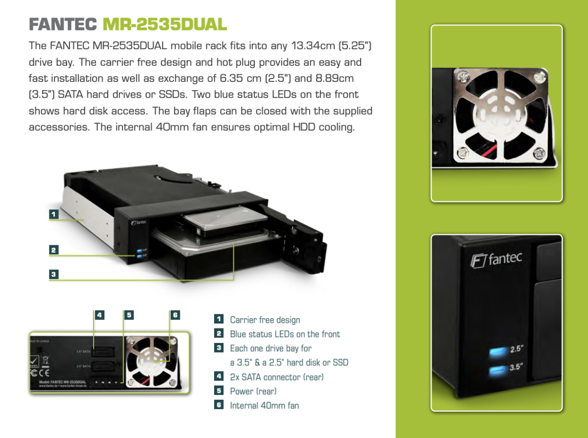 باکس و محفظه تعویض سریع هارد FANTEC مدل MR-2535DUAL
