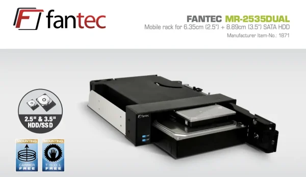 باکس و محفظه تعویض سریع هارد FANTEC مدل MR-2535DUAL