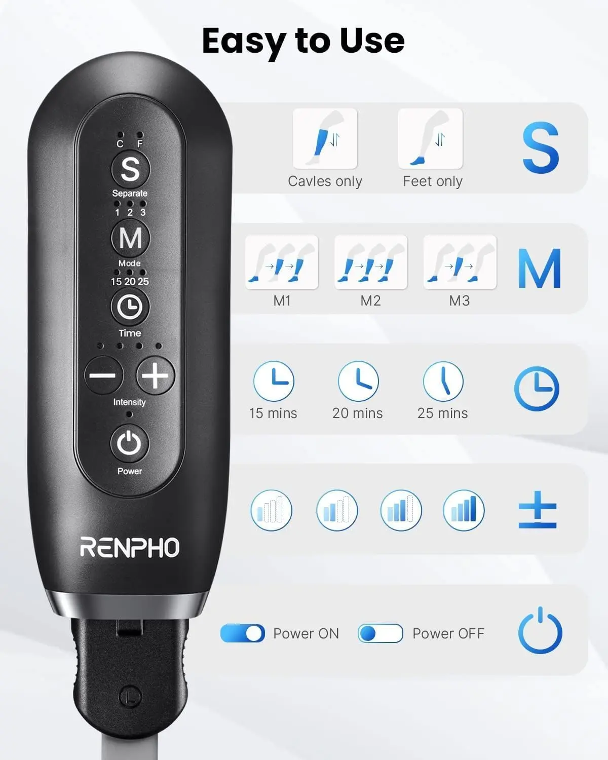 ماساژور پا برند RENPHO با فشردهسازی هوا مدل RP-ALM078 برای آرامسازی عضلات پا