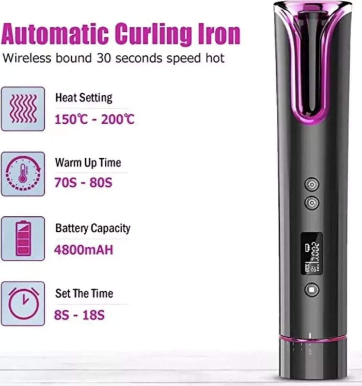 دستگاه فر کننده موی بی‌سیم (بیگودی بی سیم) مدل MDJ-808 | فر کننده اتوماتیک و قابل شارژ با USB