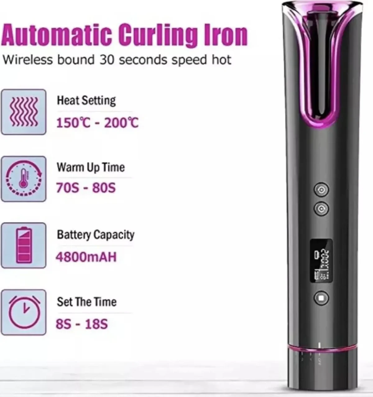 دستگاه فر کننده موی بی‌سیم (بیگودی بی سیم) مدل MDJ-808 | فر کننده اتوماتیک و قابل شارژ با USB