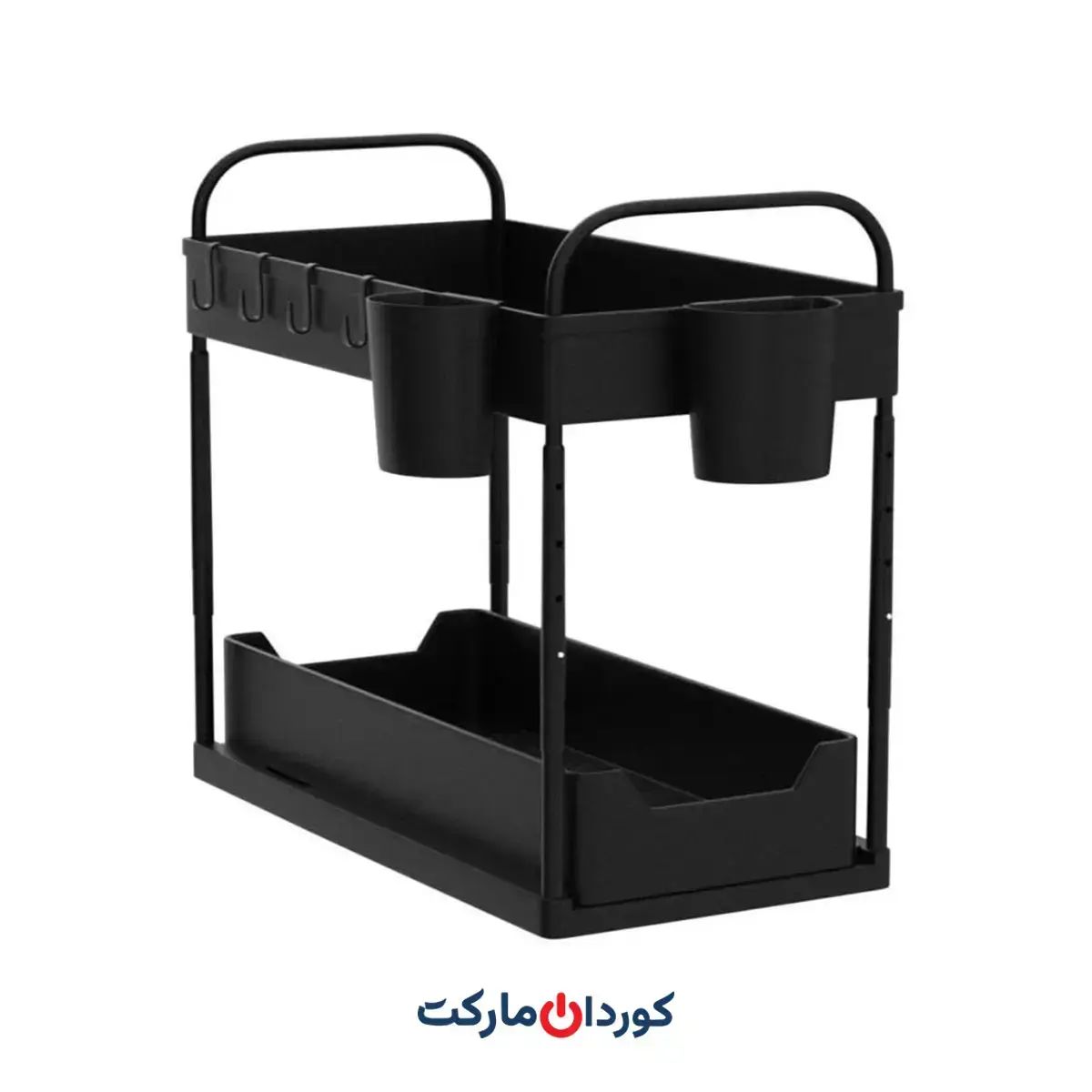 قفسه زیر سینک دو طبقه، قابل تنظیم برای سازماندهی سرویس بهداشتی و آشپزخانه