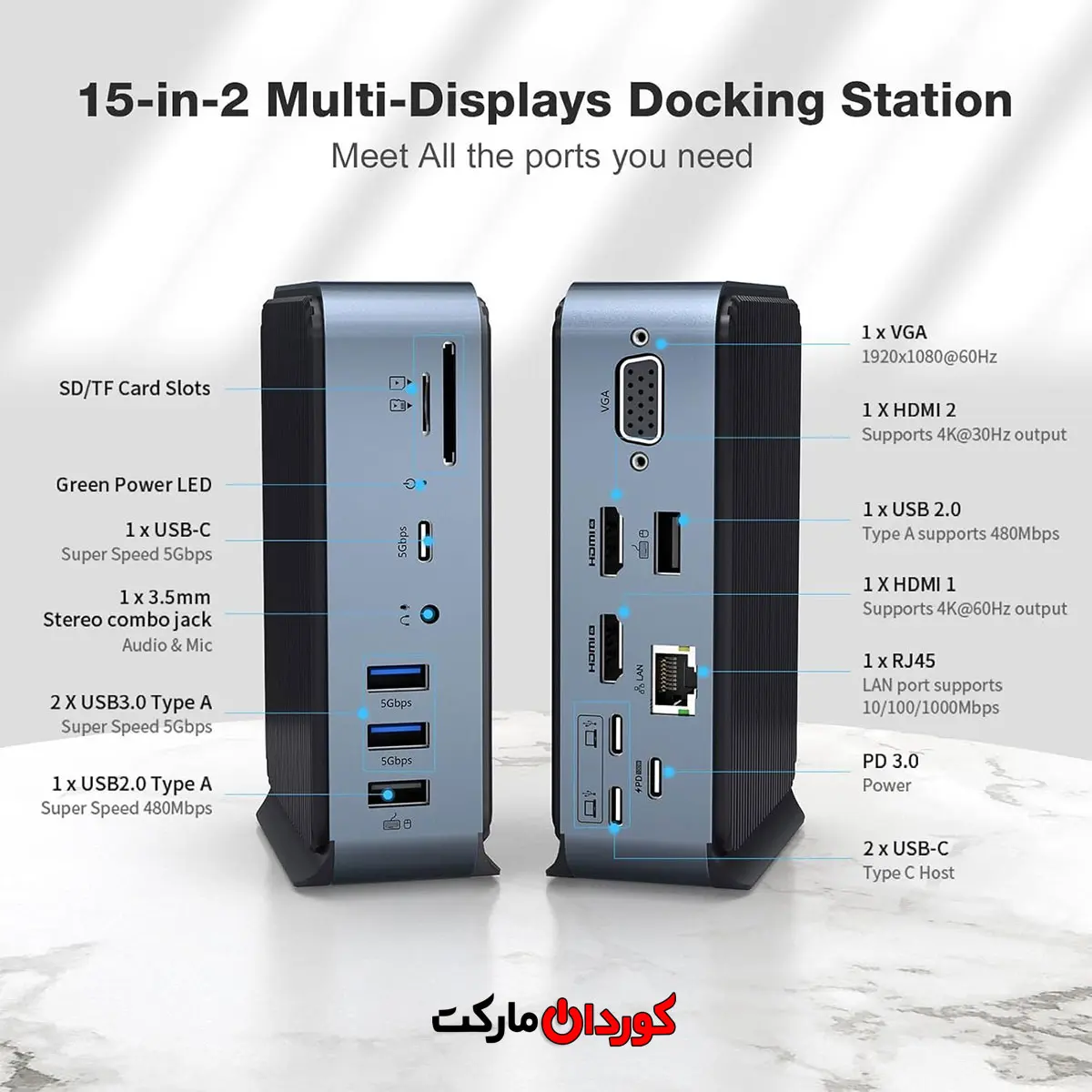 داک استیشن 15 پورت مک بوک پرو مدل DC022