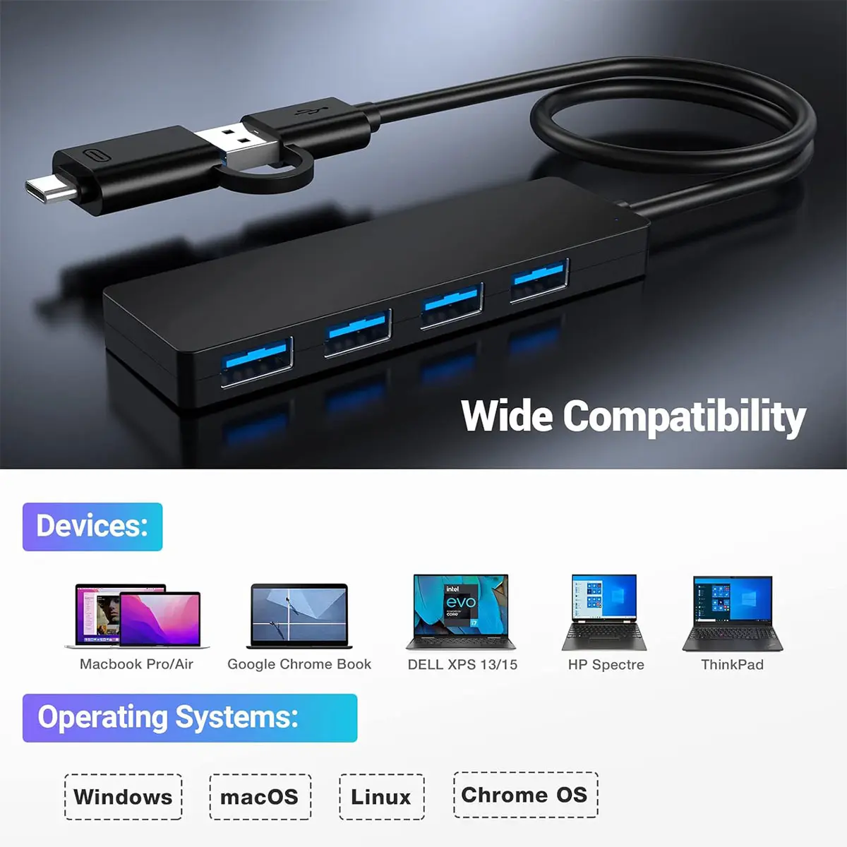 هاب 4 پورت USB 3.0 مدل HB048 کد (29998) - Image 3