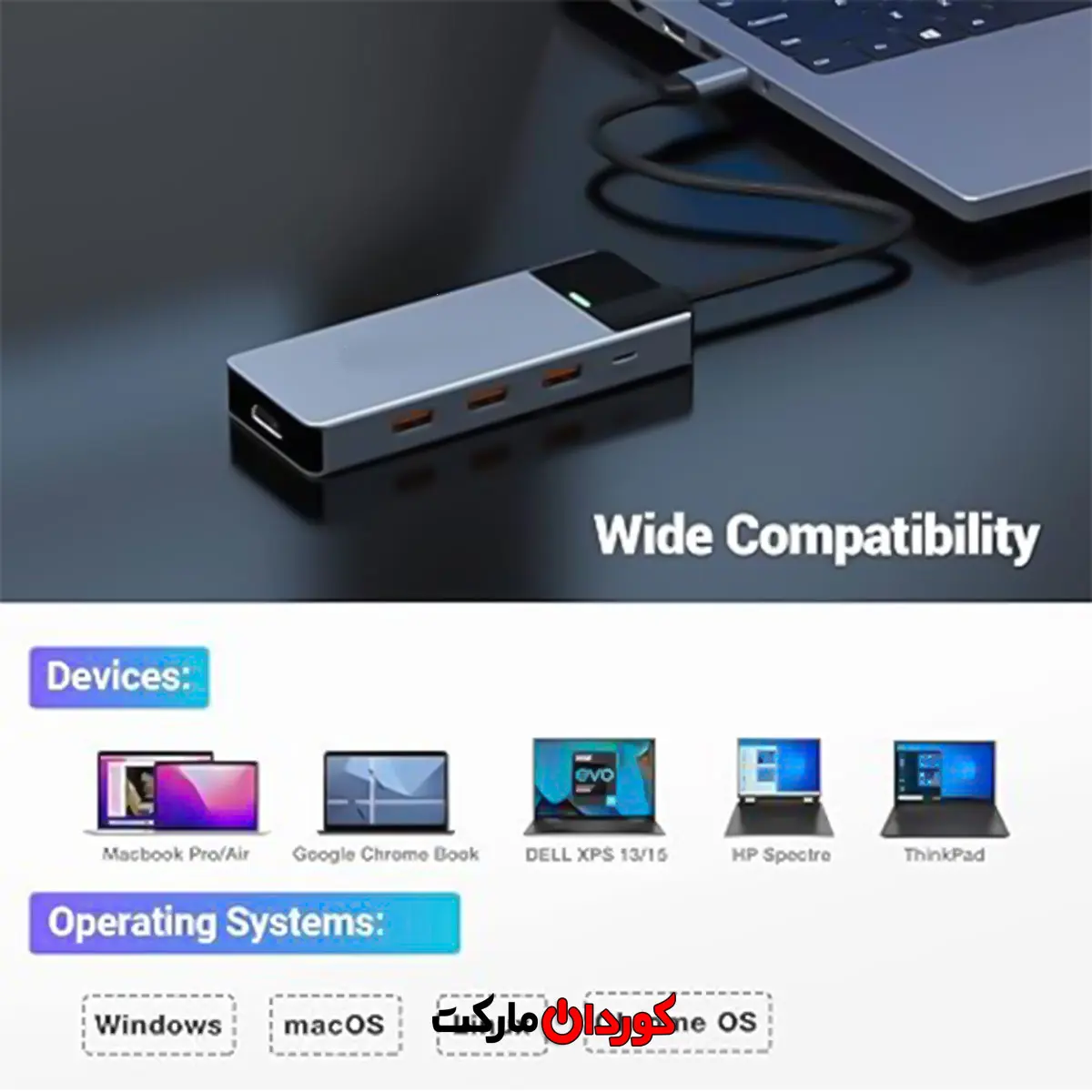 هاب 5 پورت USB 3.2 مدل HB046 کد (30035) - Image 2