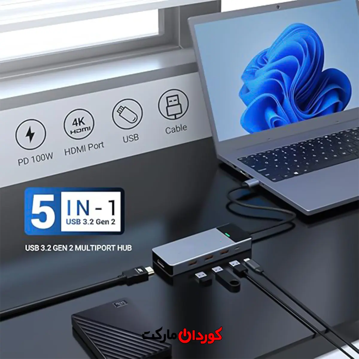 هاب 5 پورت USB 3.2 مدل HB046 کد (30035) - Image 4