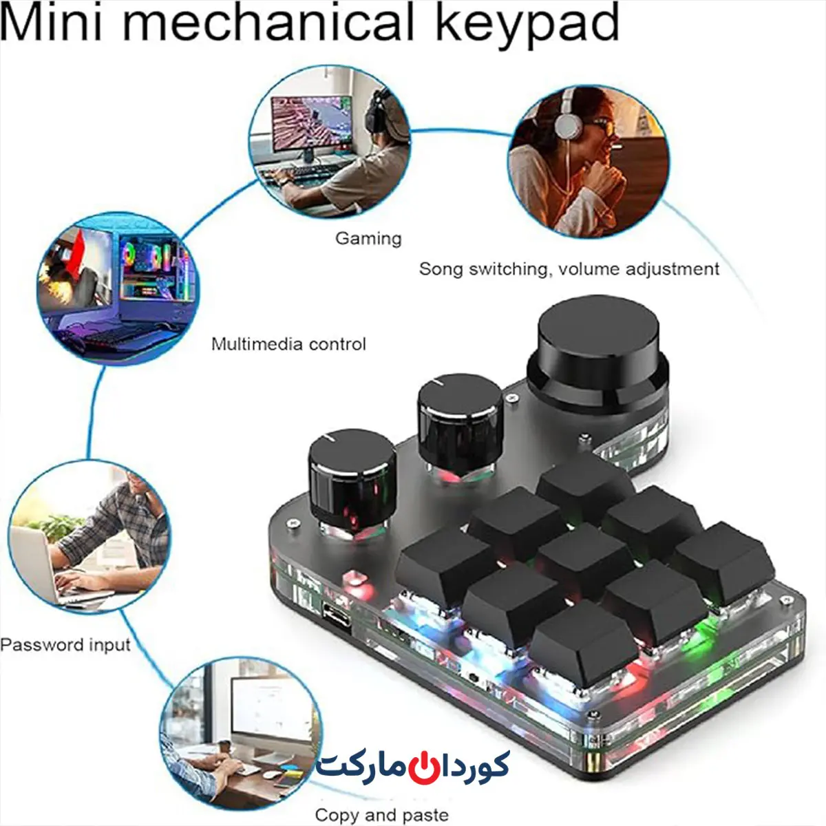 کیبورد میانبر مکانیکی دارای 9 کلید و 3 دستگیره اختصاصی کد 32449 - Image 3