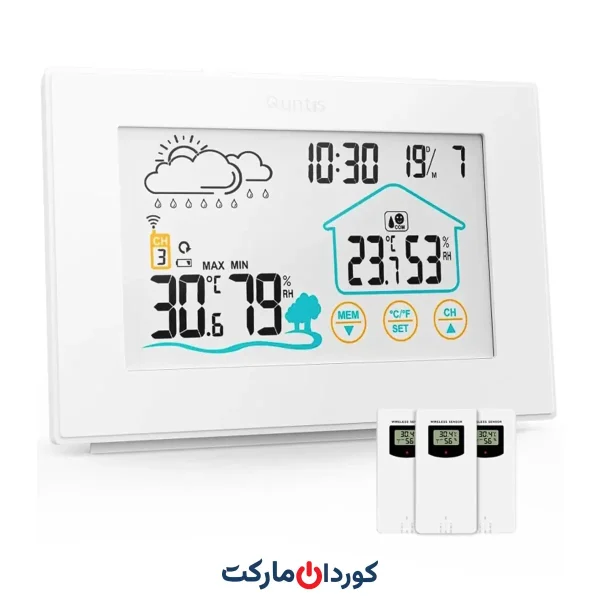 ایستگاه هواشناسی بی‌سیم دیجیتال Qunits دماسنج و رطوبت‌سنج لمسی
