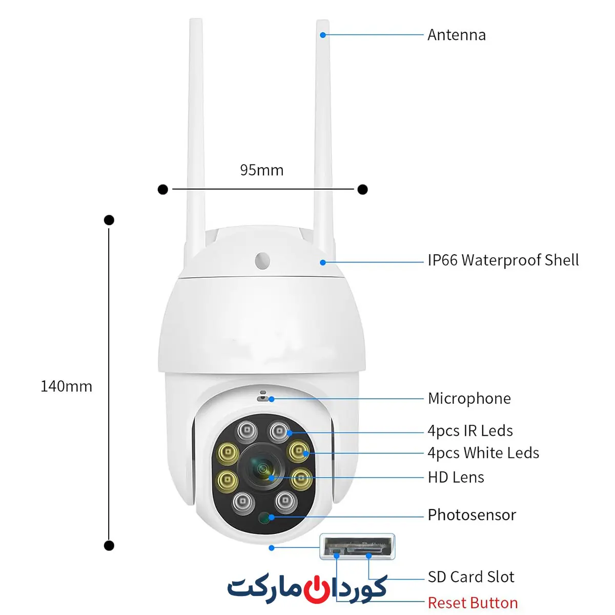 دوربین مداربسته بی سیم وای فای مدل QC3