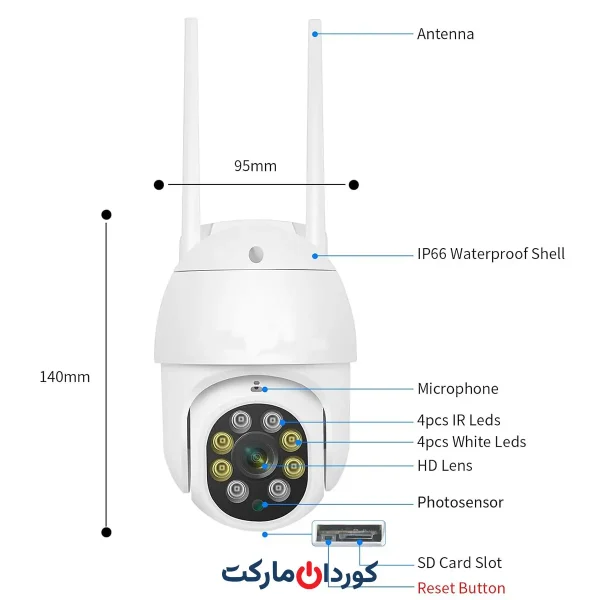 دوربین مداربسته بی سیم وای فای مدل QC3