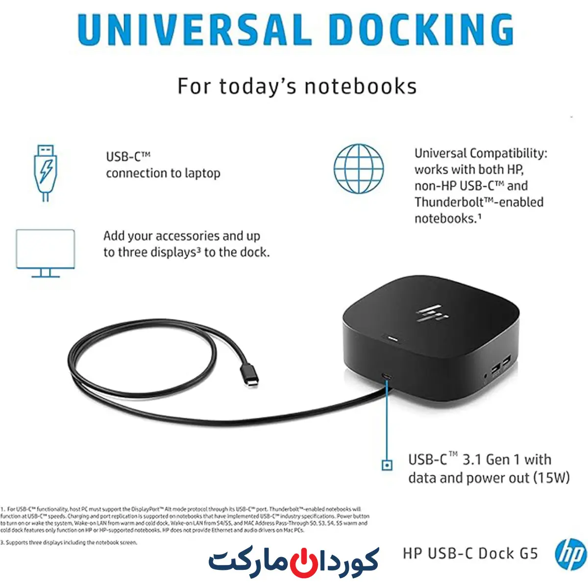 هاب و مبدل استوک HP USB-C Dock G5 - Image 2