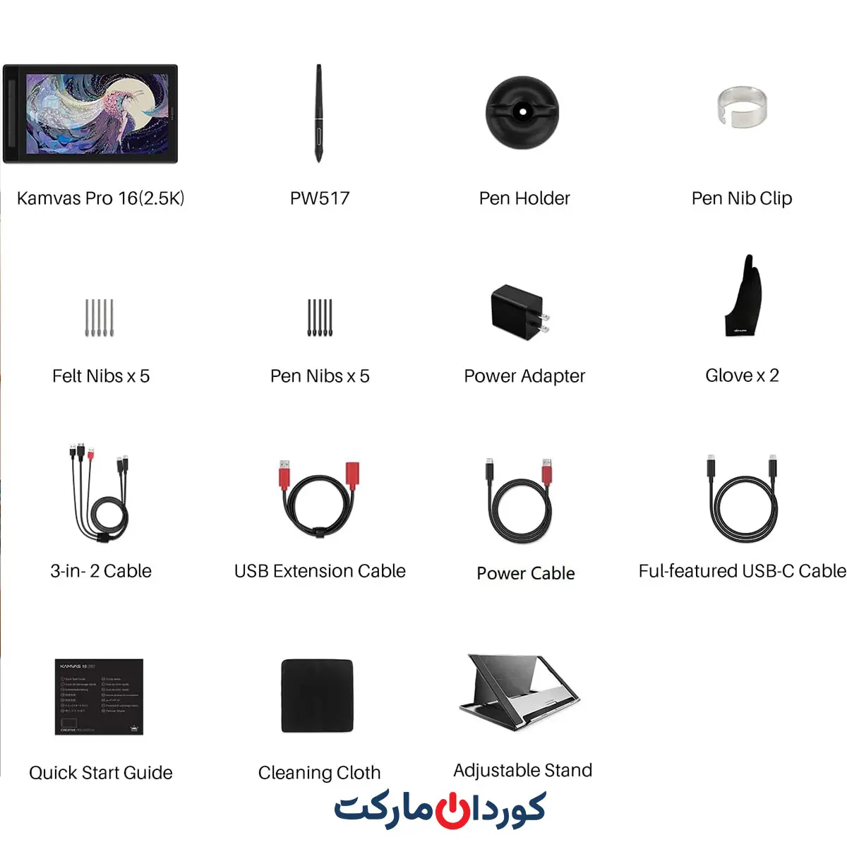 قلم نوری و تبلت طراحی هویون HUION KAMVAS Pro16 2.5K QHDمدل gt1602 - Image 13