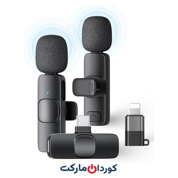 میکروفون یقه ای بی سیم دو عددی wireless lavalier microphone