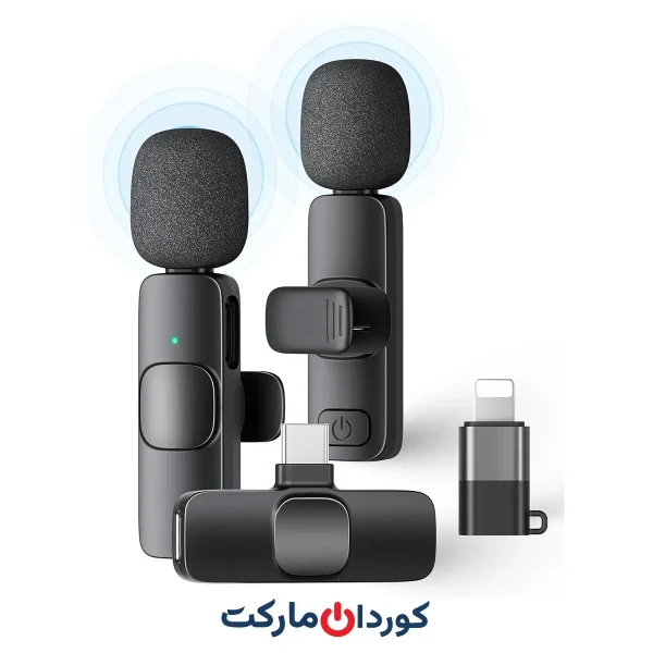 میکروفون یقه ای بی سیم دو عددی wireless lavalier microphone