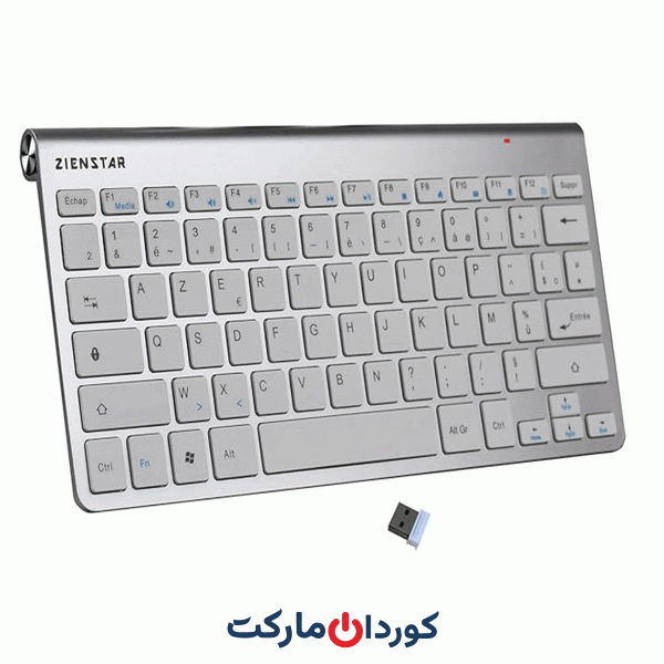 کیبورد بی‌سیم Zienstar -Mini 2.4GHz با گیرنده USB (Azerty)