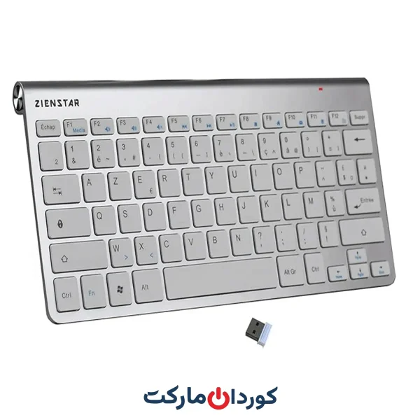 کیبورد بی‌سیم Zienstar -Mini 2.4GHz با گیرنده USB (Azerty)