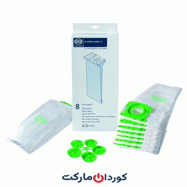 بسته ۸ عددی فیلتر کیسه‌ای 6629AM مخصوص جاروبرقی‌های ایستاده برند Sebo Airbelt K