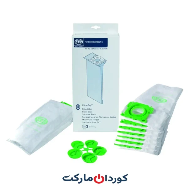 بسته ۸ عددی فیلتر کیسه‌ای 6629AM مخصوص جاروبرقی‌های ایستاده برند Sebo Airbelt K