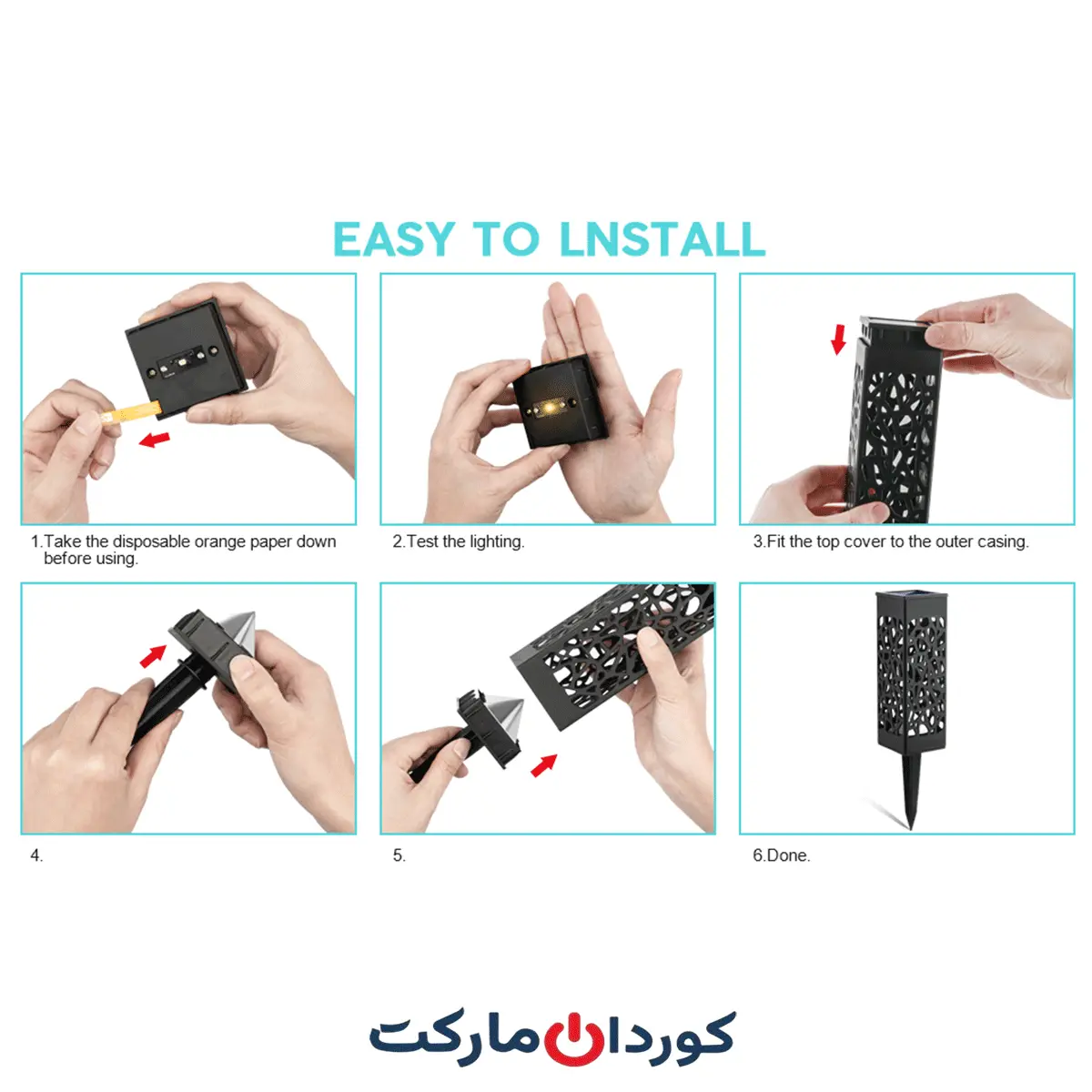 پک 3 عددی چراغ باغ با پنل شارژ خورشیدی - Image 3