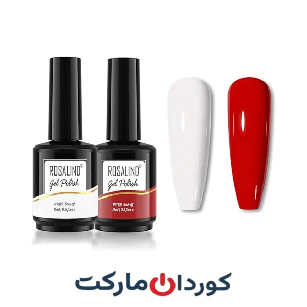 ست لاک ناخن ژلی رزالیند ROSALIND سفید و قرمز - در حد نو