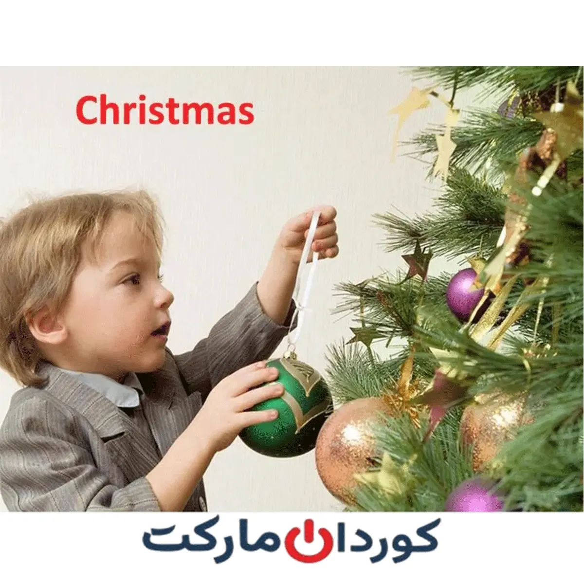 پک 16 عددی آویزهای چوبی توخالی درخت کریسمس با عنوان HOPE همراه با روبان قرمز
