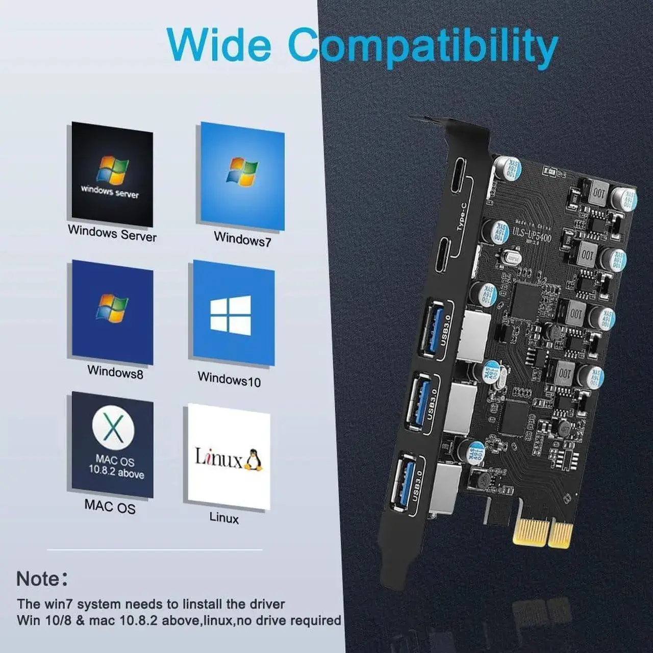 کارت توسعه PCIE 5 ESTON دو پورت Type_c و سە پورت USB3.2 - Image 2