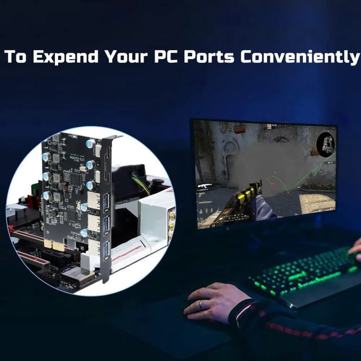 کارت توسعه PCIE 5 پورت ESTONE (3X USB 3.0 A، X2