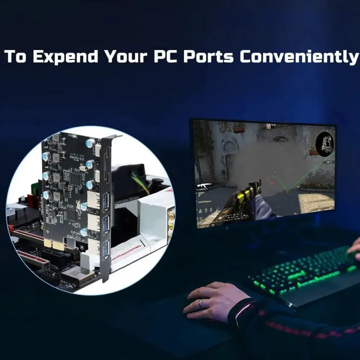 کارت توسعه PCIE 5 پورت ESTONE (3X USB 3.0 A، X2