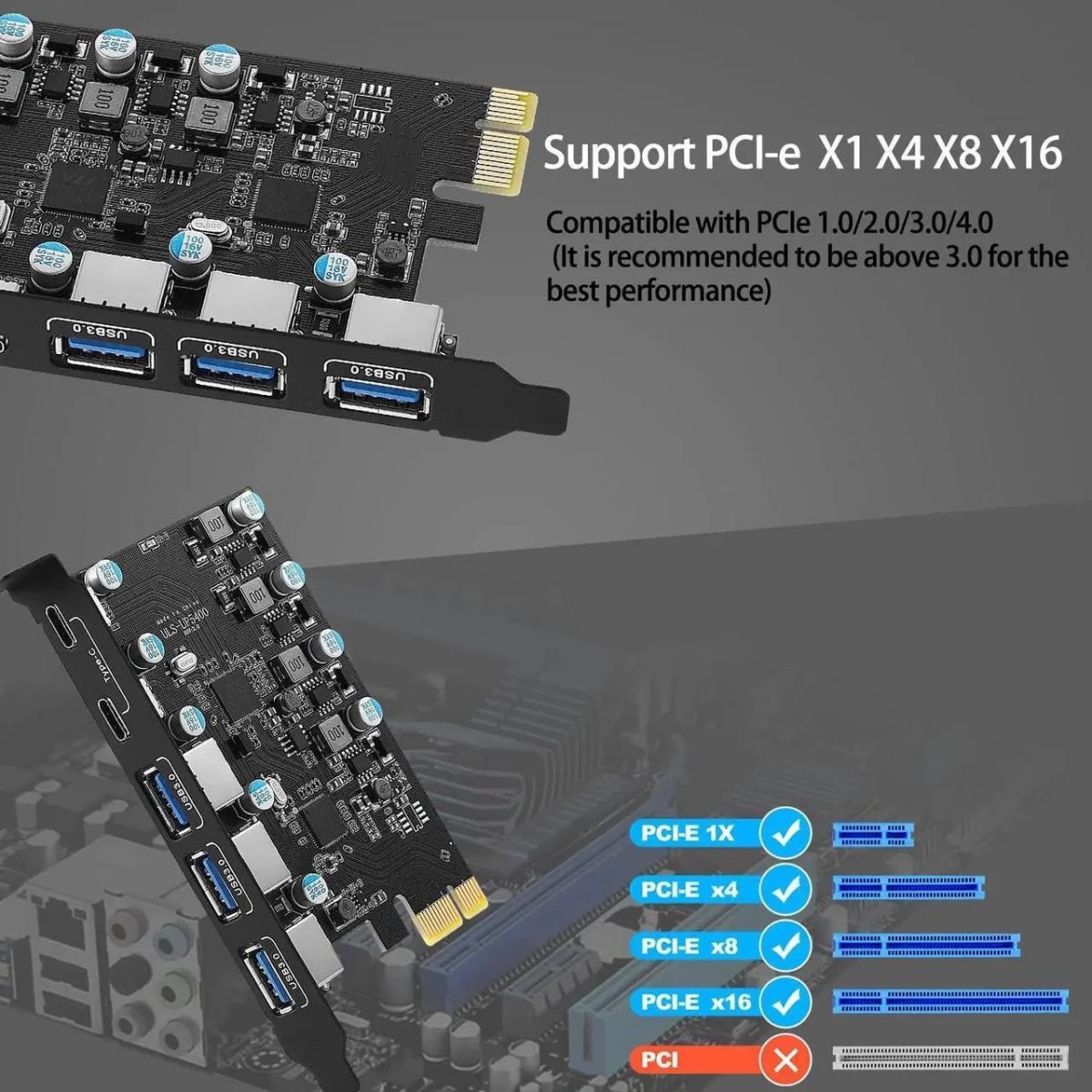 کارت توسعه PCIE 5 ESTON دو پورت Type_c  و سە پورت USB3.2 - Image 6