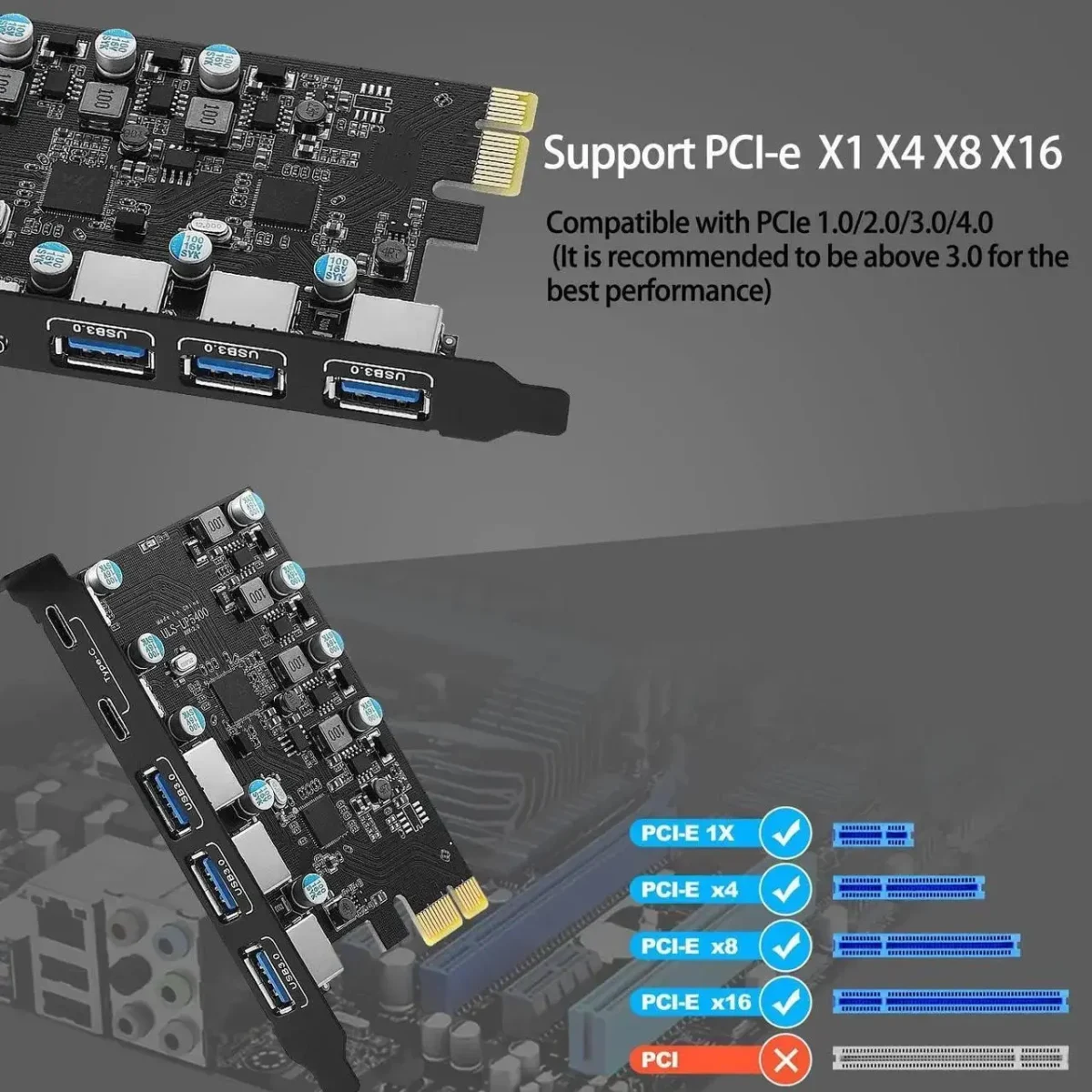 کارت توسعه PCIE 5 ESTON دو پورت Type_c و سە پورت USB3.2 - Image 6