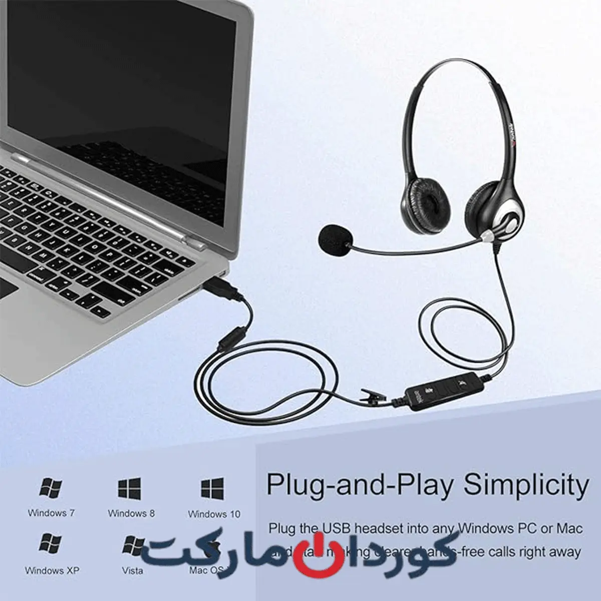هدست USB مرکز تماس تلفنی وانتک Wantek مدل A600 کد (40291) - Image 5