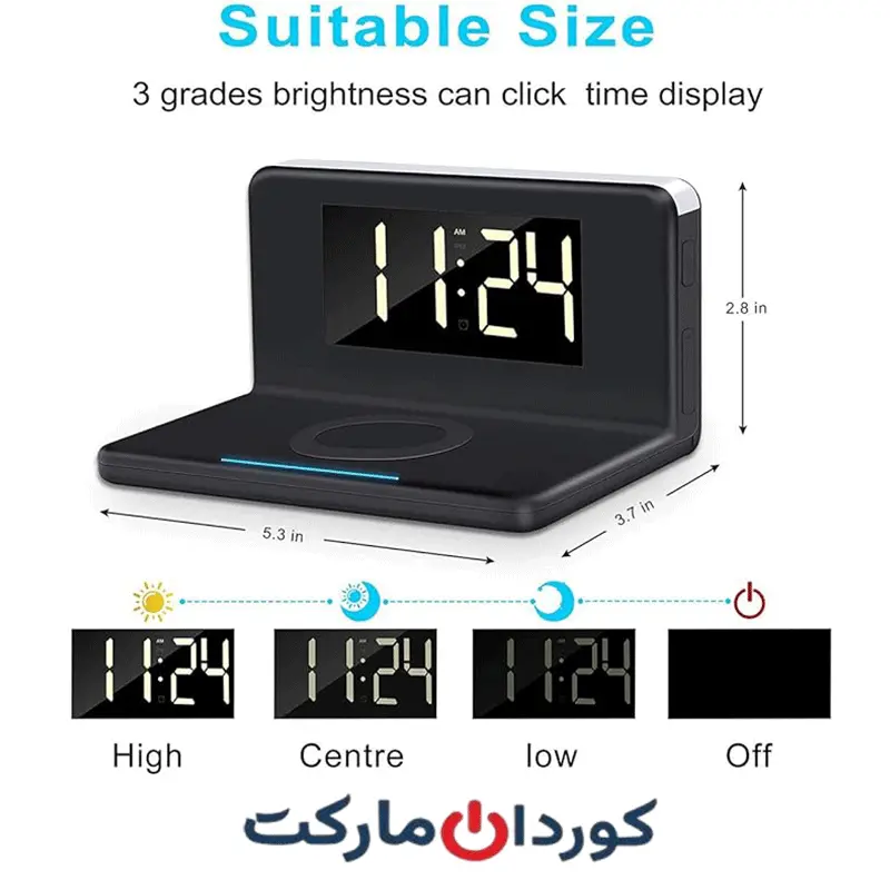 ساعت دیجیتالی وایرلس (شارژر بی سیم) رومیزری پوینتاچ POINTUCH مدل SY-W0241 -استوک کد (40788) - Image 2