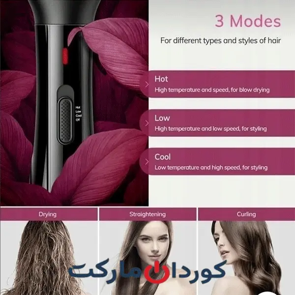 برس هوای گرم و حالت دهنده و حجم دهنده مو ایوو AEVO مدل EC201
