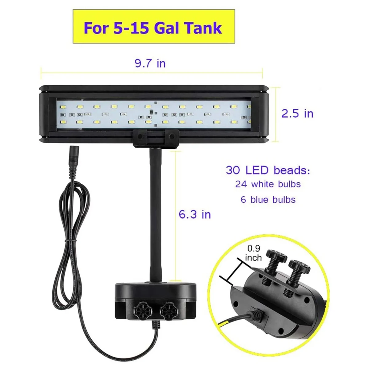 چراغ آکواریوم LED سفید و آبی هایگر Hygger مدل HD-3040D/E - Image 4