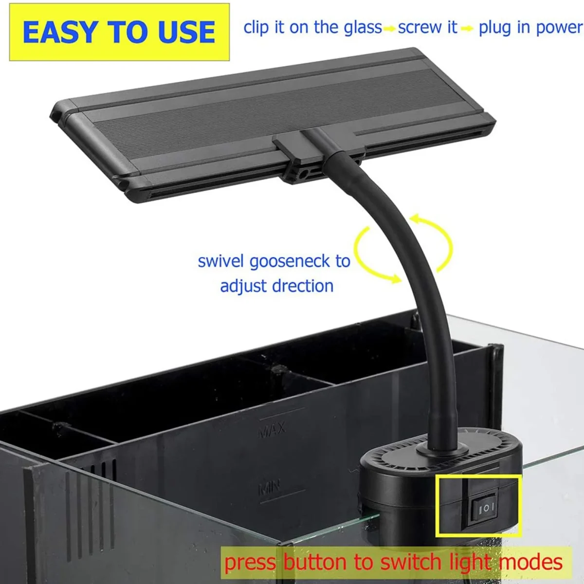 چراغ آکواریوم LED سفید و آبی هایگر Hygger مدل HD-3040D/E - Image 3