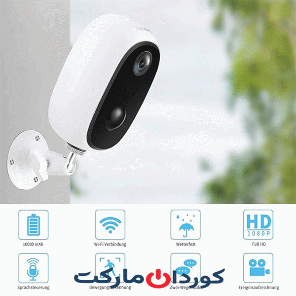 دوربین مداربسته IP بیس سیم 1080P فضای باز zeetopin