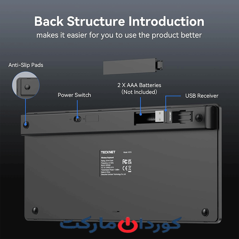 کیبورد وایرلس بی سیم TECKNET مدل X315 سفارش آلمان