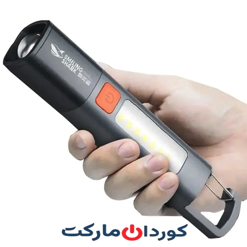 چراغ قوه شارژی ضدآب 1200 میلیآمپرساعت smiling shark SD-1023