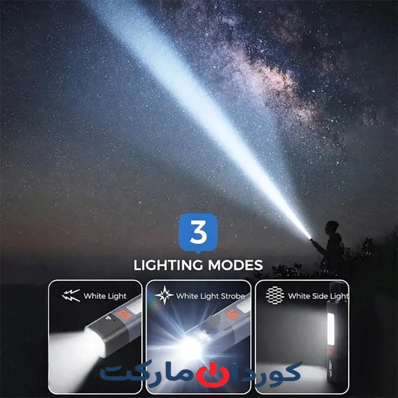 چراغ قوه شارژی ضدآب 1200 میلیآمپرساعت smiling shark SD-1023 - Image 15