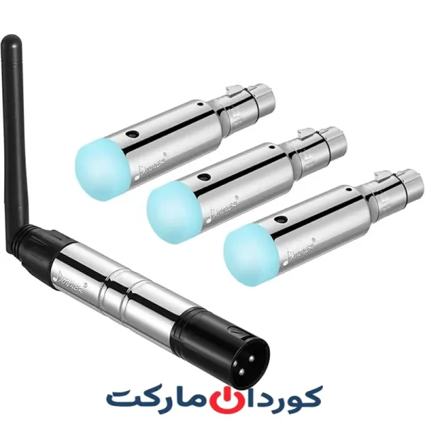 کیت کنترل بی‌سیم DMX512 با 4 عدد کابل و 3 عدد گیرنده