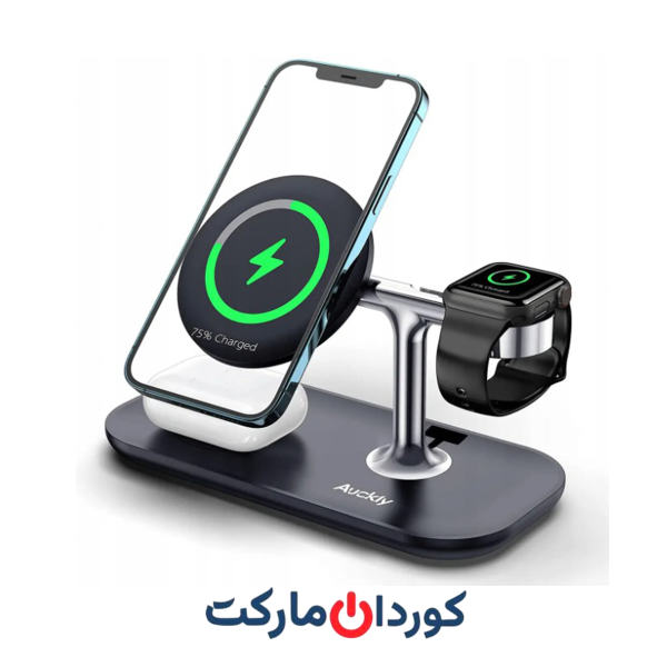 شارژر بی‌سیم مغناطیسی Auckly A7 15W مشکی