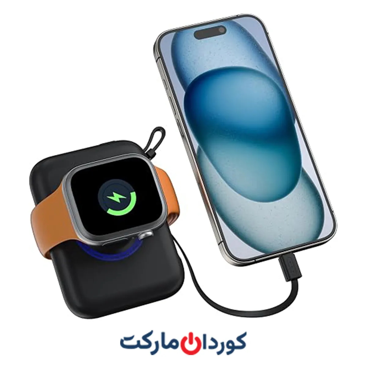 پاوربانک بیسیم مسافرتی 5000 میلیآمپر برای اپل واچ و آیفون استوک