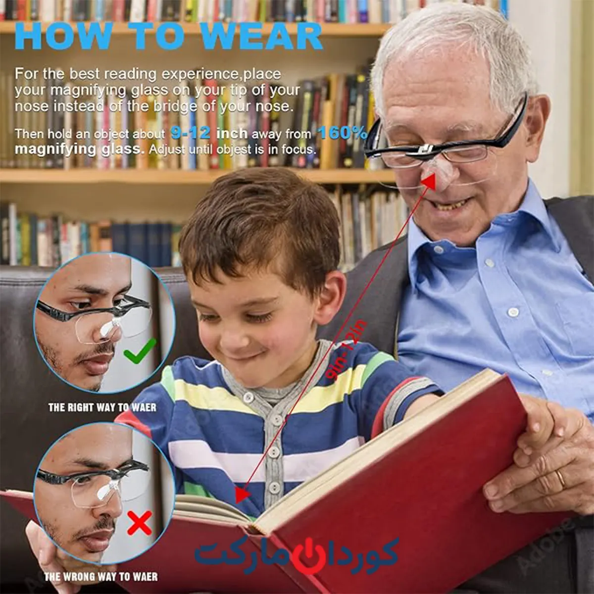 عینک مخصوص کار قابل شارژ ذره بینی دارای دو چراغ - Image 5