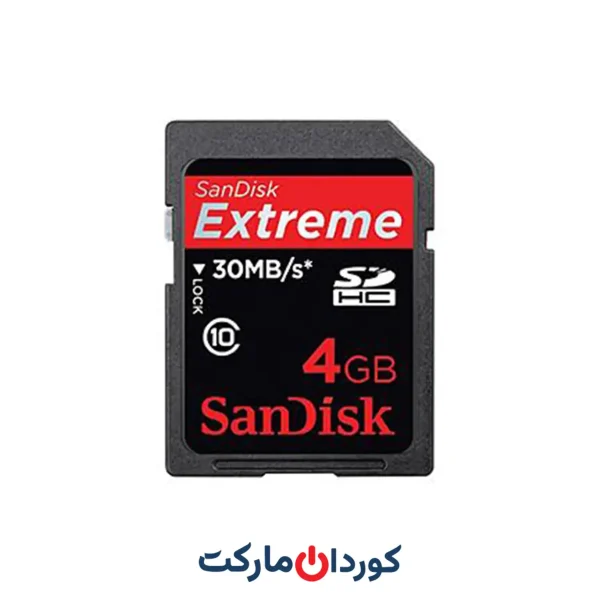 کارت حافظه SDHC سان دیسک 4 گیگابایت SanDisk مدل Extreme کلاس 10 با سرعت 30 مگابایت بر ثانیه