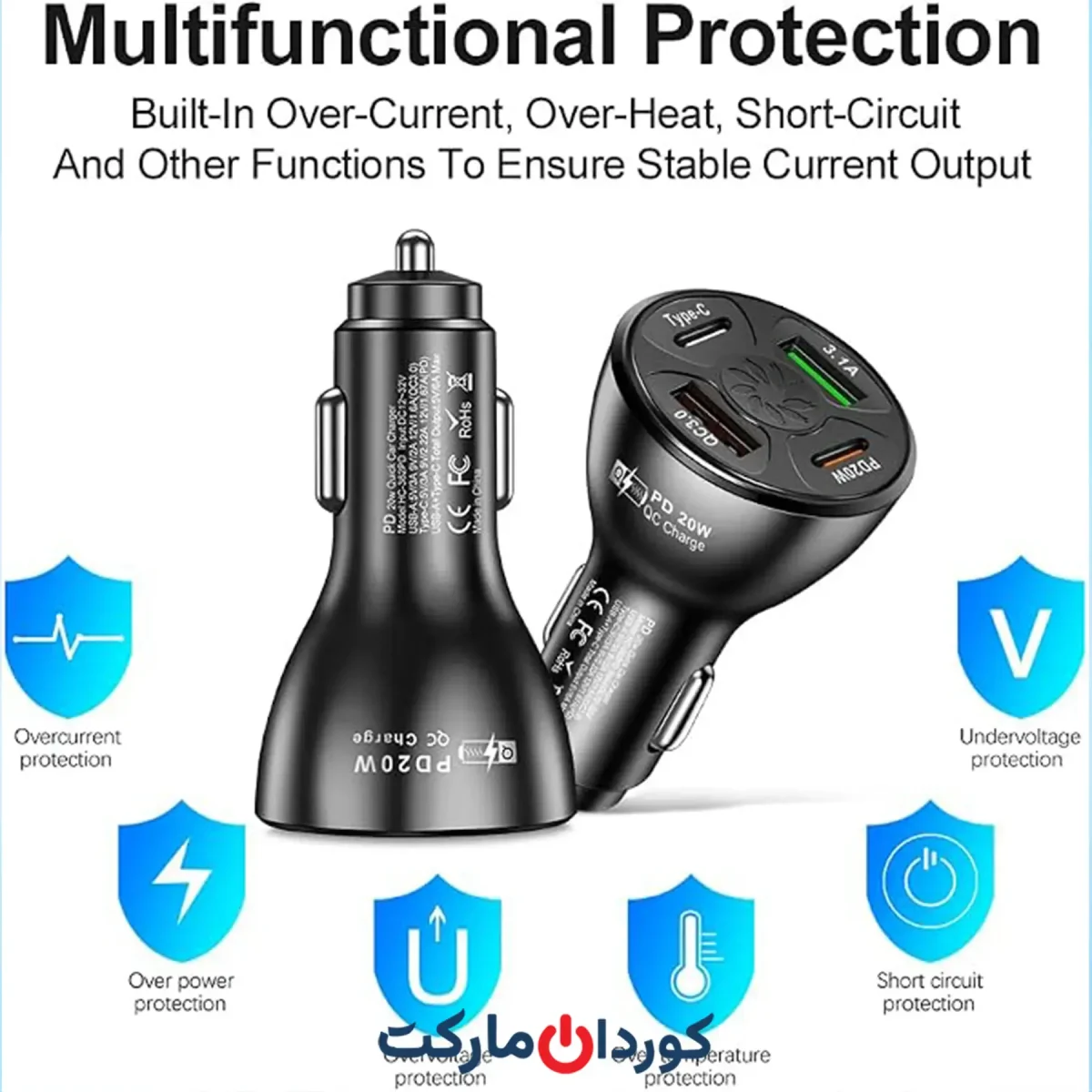 شارژ فندکی خودرو 4 پورت مدل bk362-2pd - Image 5
