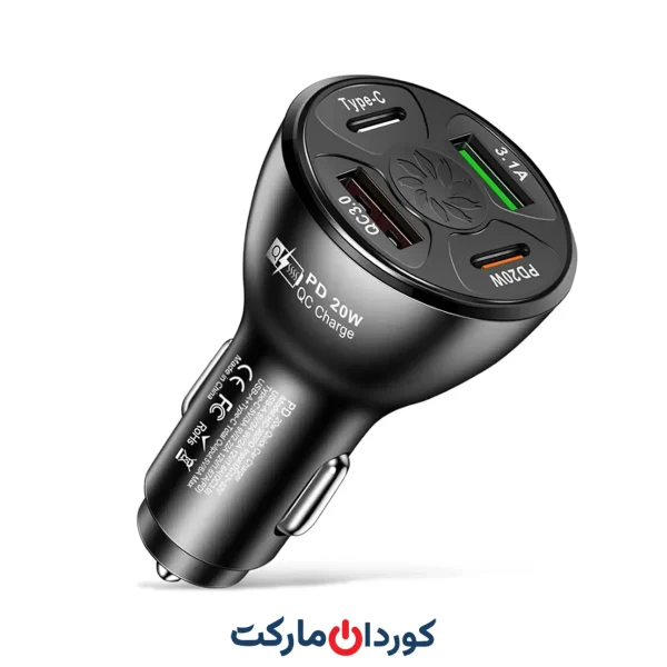 شارژ فندکی خودرو 4 پورت مدل bk362-2pd