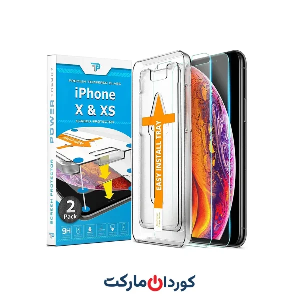 محافظ صفحه نمایش / ضد خش شیشه‌ای Power Theory برای iPhone X - iPhone Xs [بسته ۲ عددی]